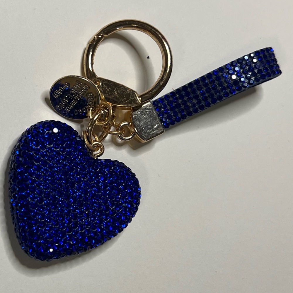 💙Blue Heart Keychain with Gold Accents